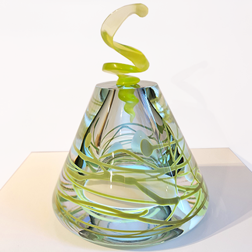 Floating Dots Grey Green/White glassculptuur door Dirry de Bruin